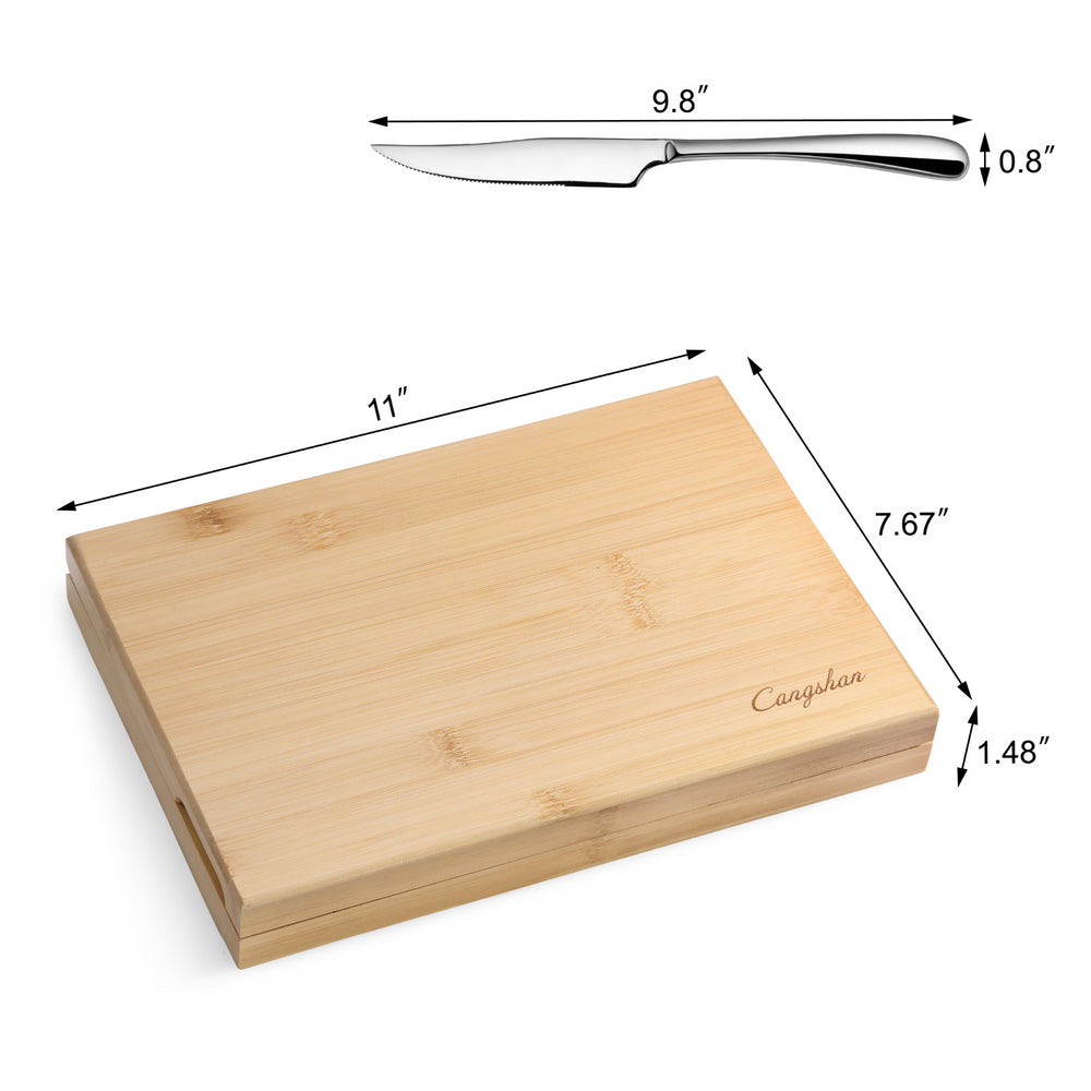 
                  
                    Load image into Gallery viewer, RAIN II Series 8-Piece Forged Steak Knife Set, 420 Stainless Steel in Bamboo Storage Box, 1027044
                  
                