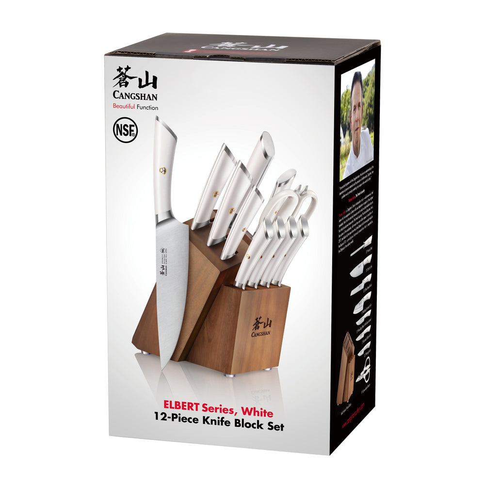 
                  
                    Load image into Gallery viewer, ELBERT Series 12-Piece Knife Block Set, Forged German Steel, Acacia Block
                  
                