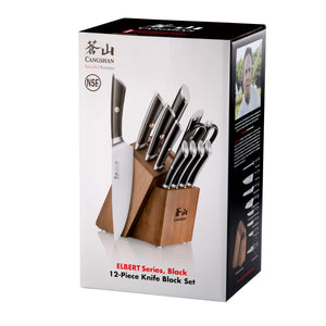 
                  
                    Load image into Gallery viewer, ELBERT Series 12-Piece Knife Block Set, Forged German Steel, Acacia Block
                  
                