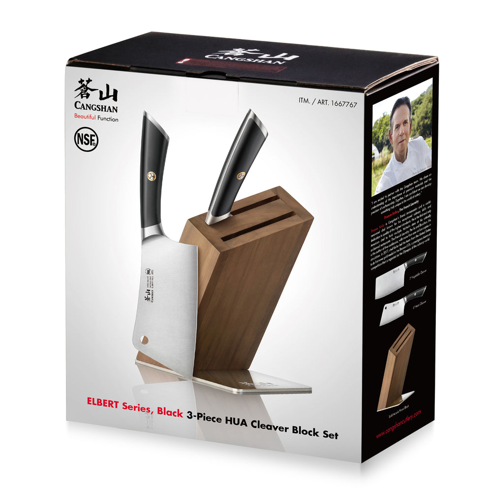 
                  
                    Load image into Gallery viewer, ELBERT Series Cleaver Knife Block Sets, Forged German Steel, Acacia Wood
                  
                