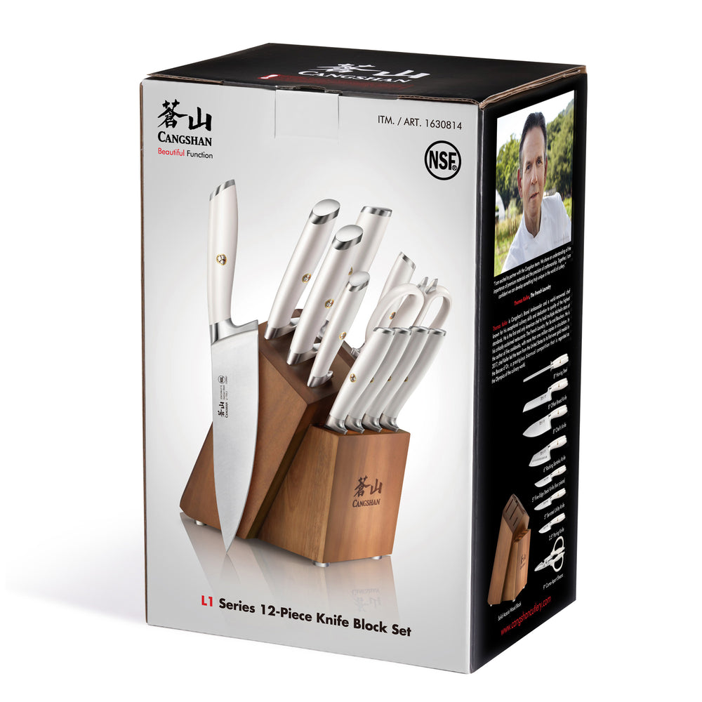 
                  
                    Load image into Gallery viewer, L &amp;amp; L1 Series 12-Piece Knife Block Set with 4 Steak Knives, Forged German Steel
                  
                