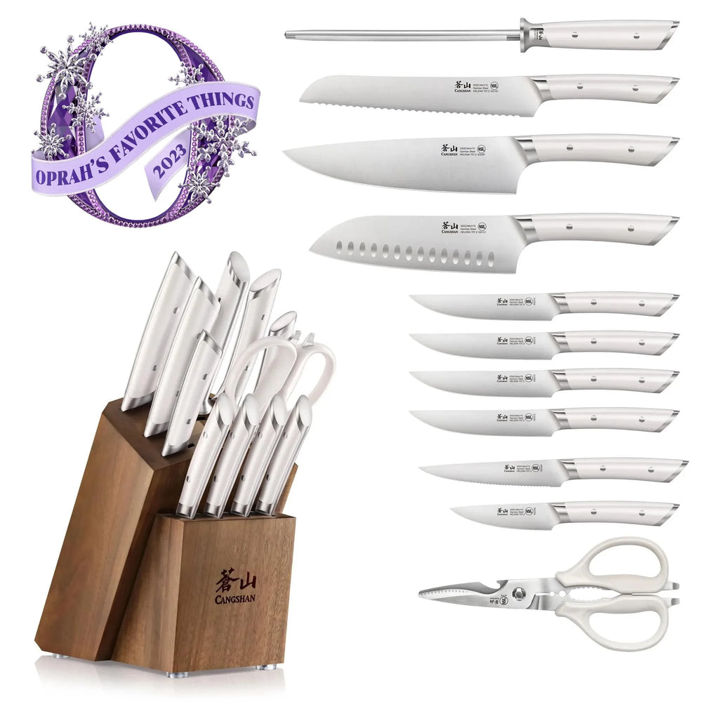 
                  
                    Load image into Gallery viewer, HELENA Series 12-Piece Knife Block Set, Forged German Steel, Acacia Block
                  
                