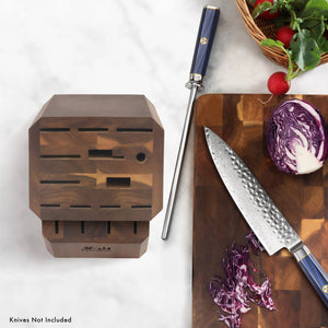 
                  
                    Load image into Gallery viewer, Empty Knife Block, 16-Slot Organizer, Flat Top, Acacia, 505552
                  
                