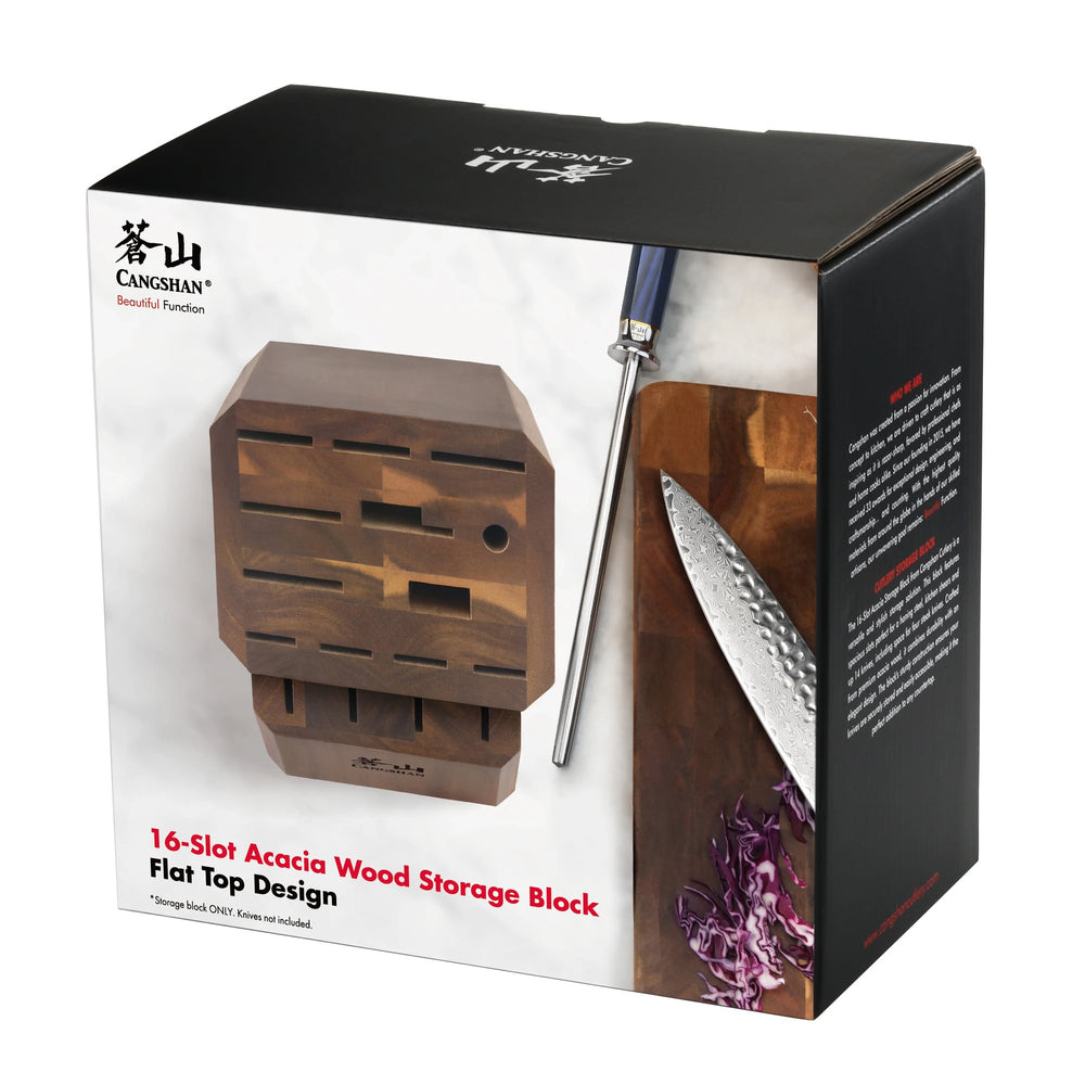 
                  
                    Load image into Gallery viewer, Empty Knife Block, 16-Slot Organizer, Flat Top, Acacia, 505552
                  
                