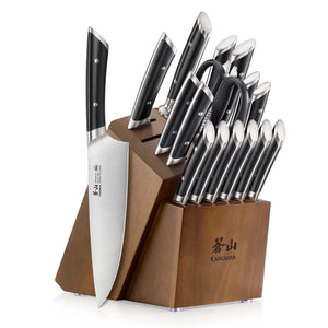 
                  
                    Load image into Gallery viewer, HELENA Series 17-Piece Knife Block Set, Forged German Steel, Acacia Block
                  
                