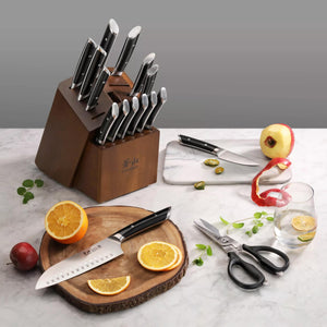 
                  
                    Load image into Gallery viewer, HELENA Series 17-Piece Knife Block Set, Forged German Steel, Acacia Block
                  
                