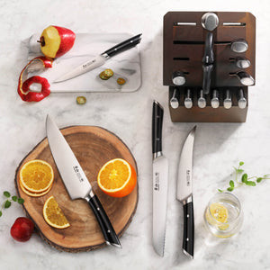 
                  
                    Load image into Gallery viewer, HELENA Series 17-Piece Knife Block Set, Forged German Steel, Acacia Block
                  
                