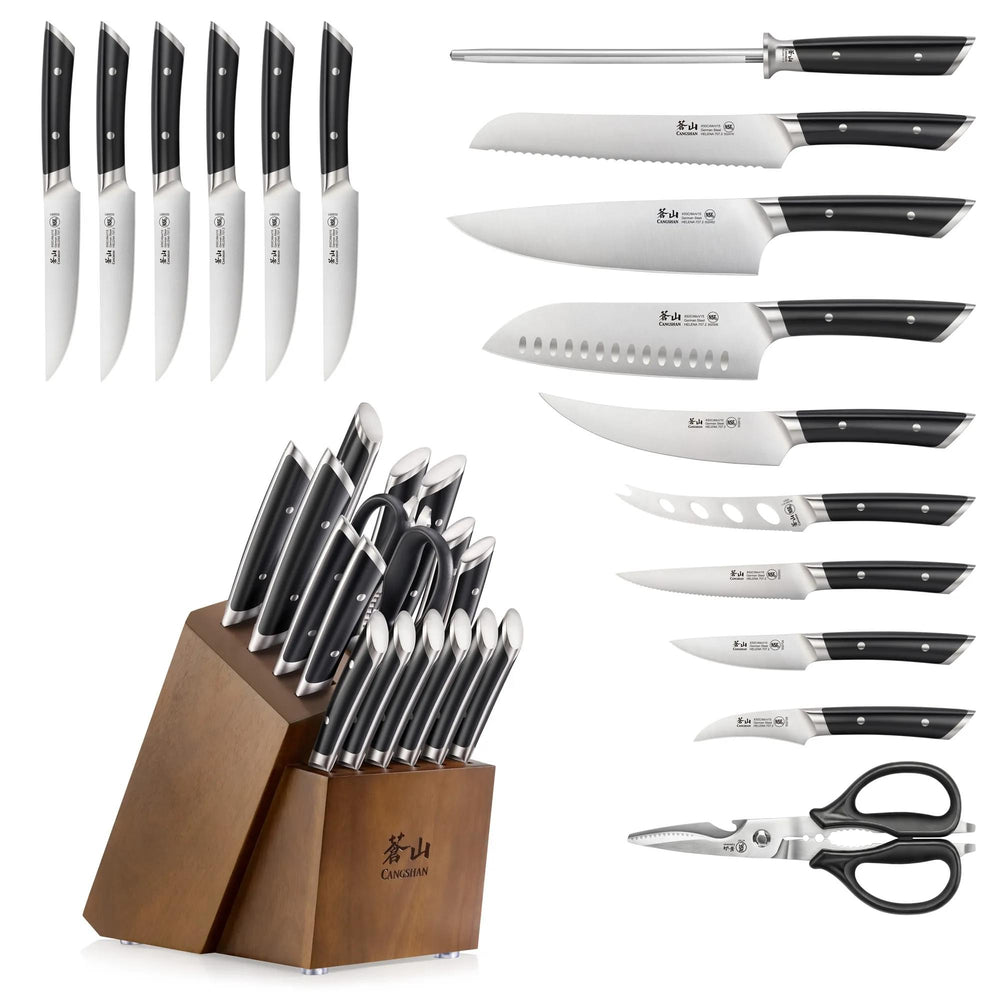 
                  
                    Load image into Gallery viewer, HELENA Series Knife Block Set, Forged German Steel, Acacia Block
                  
                