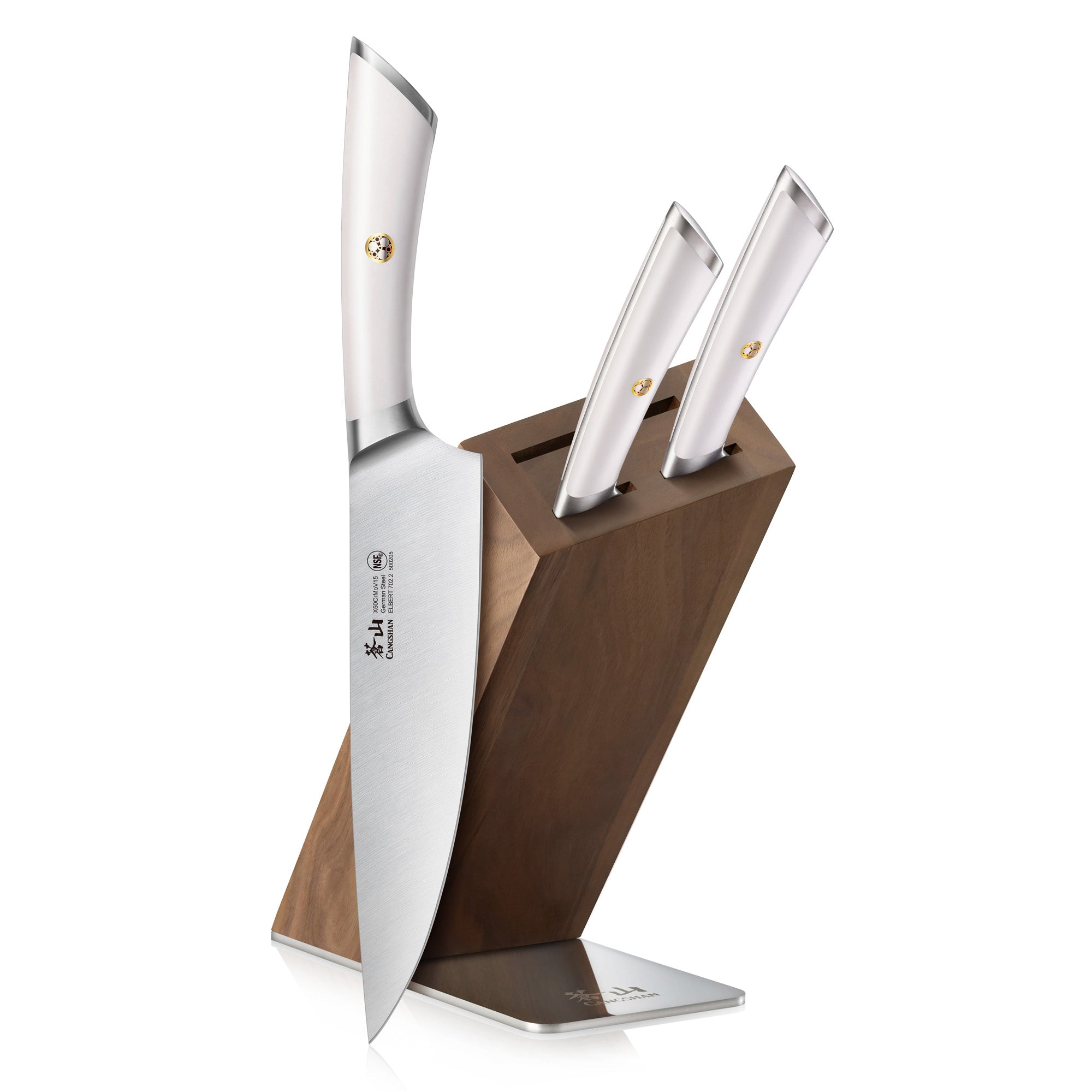 ELBERT Series 4-Piece Knife Block Set, Forged German Steel, HUA Acacia Block