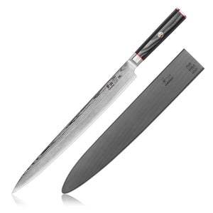 
                  
                    Load image into Gallery viewer, YARI Series 12-inch Sashimi Knife with Sheath, X-7 Damascus Steel, 501301
                  
                