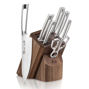 
                  
                    Load image into Gallery viewer, TN1 Series 8-Piece Knife Block Set, Forged Swedish 14C28N Steel, Walnut Block, 1021950
                  
                