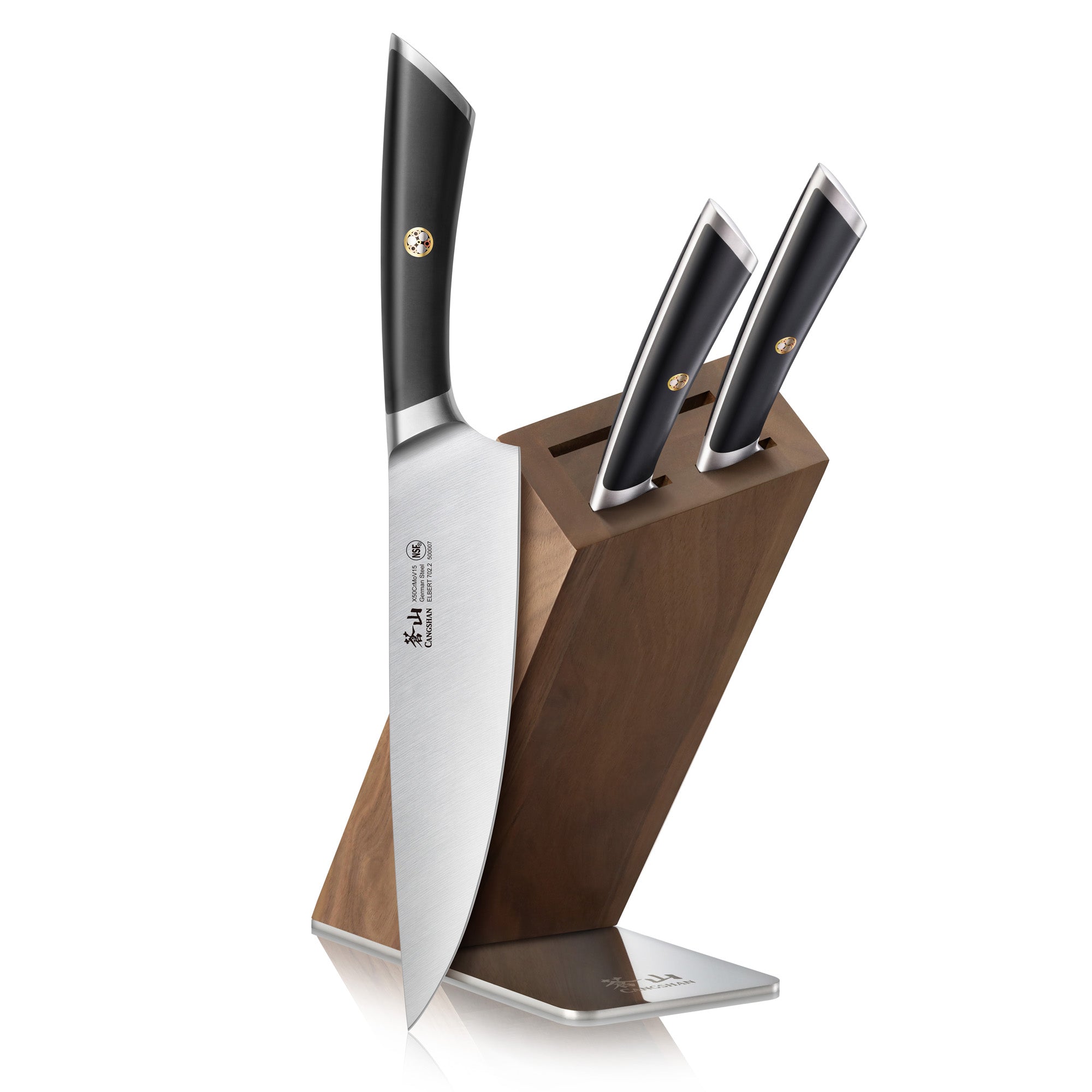 ELBERT Series 4-Piece Knife Block Set, Forged German Steel, HUA Acacia Block