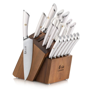 
                  
                    Load image into Gallery viewer, ELBERT Series 17-Piece Knife Block Set, Forged German Steel, Acacia Block
                  
                