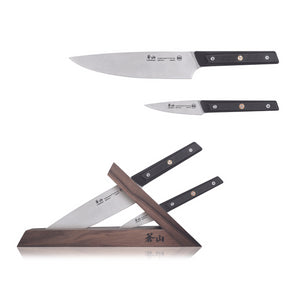 
                  
                    Load image into Gallery viewer, TG Series 3-Piece TAI Knife Block Set, Walnut Block, Swedish 12C27M Steel, 1021325
                  
                