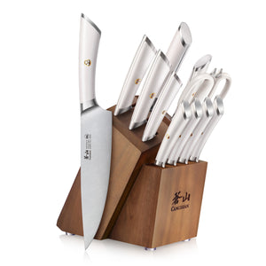 
                  
                    Load image into Gallery viewer, ELBERT Series 12-Piece Knife Block Set, Forged German Steel, Acacia Block
                  
                