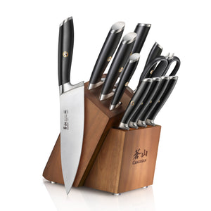 
                  
                    Load image into Gallery viewer, L &amp;amp; L1 Series 12-Piece Knife Block Set with 4 Steak Knives, Forged German Steel
                  
                