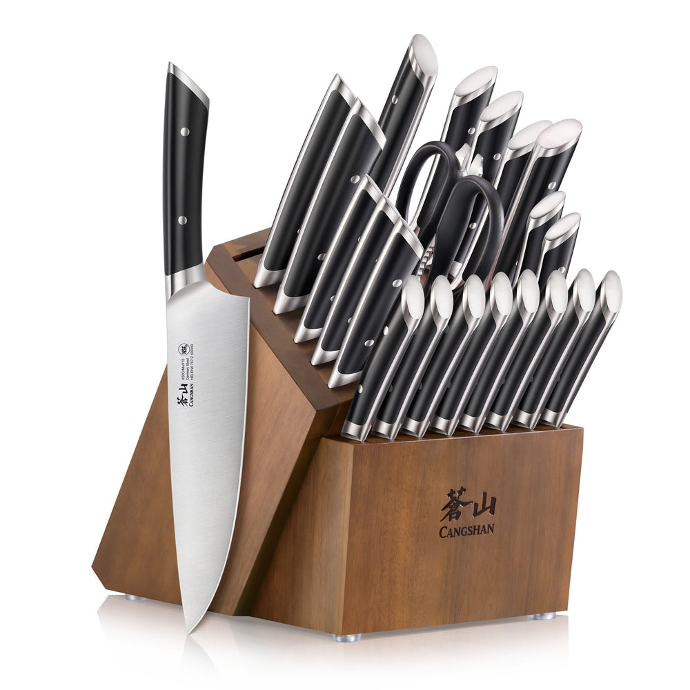 
                  
                    Load image into Gallery viewer, HELENA Series 23-Piece Knife Block Set, Forged German Steel, Acacia Block
                  
                