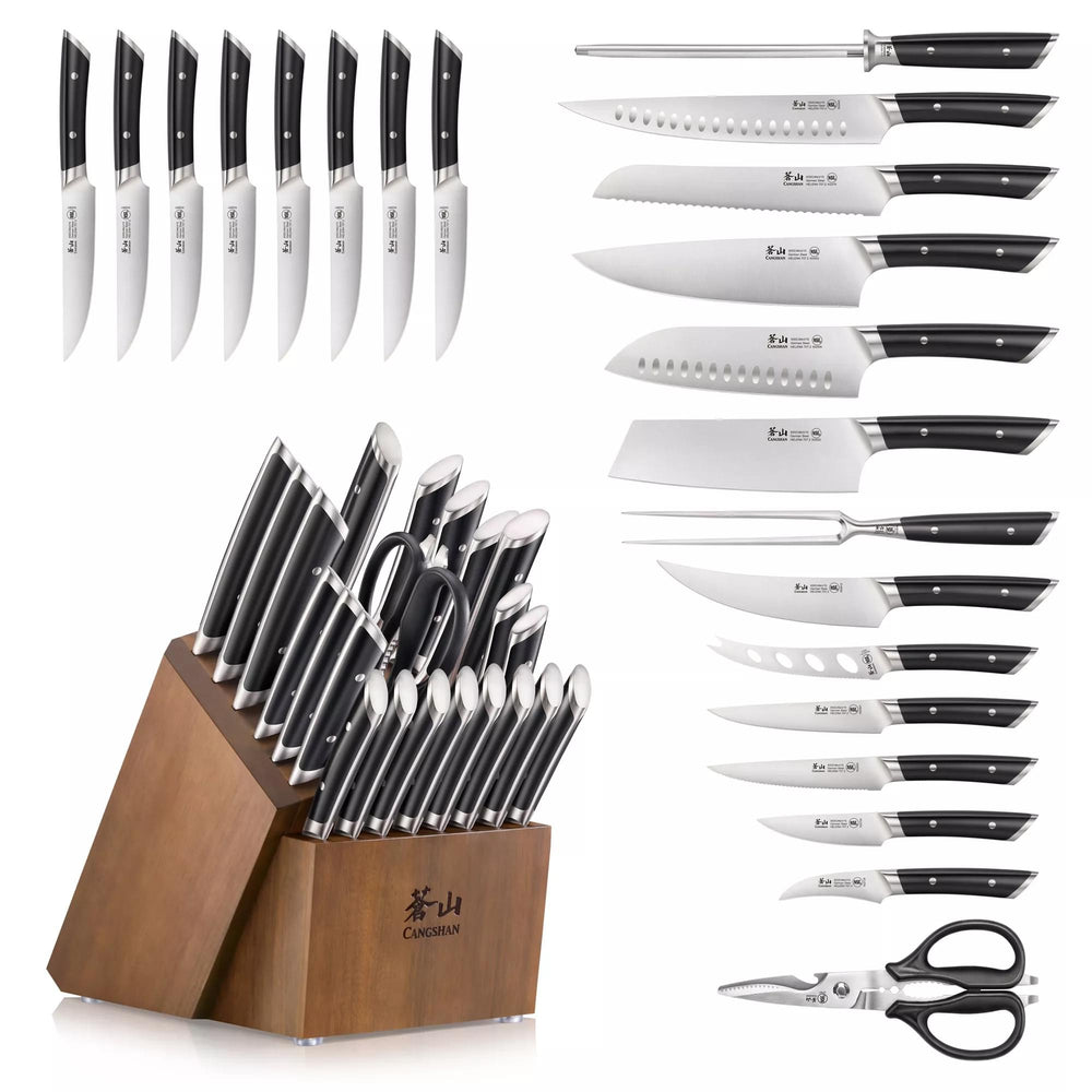 
                  
                    Load image into Gallery viewer, HELENA Series 23-Piece Knife Block Set, Forged German Steel, Acacia Block
                  
                