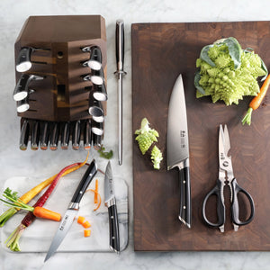 
                  
                    Load image into Gallery viewer, OLYMPUS Series 23-Piece Knife Block Set, German Steel, Acacia, 504203
                  
                