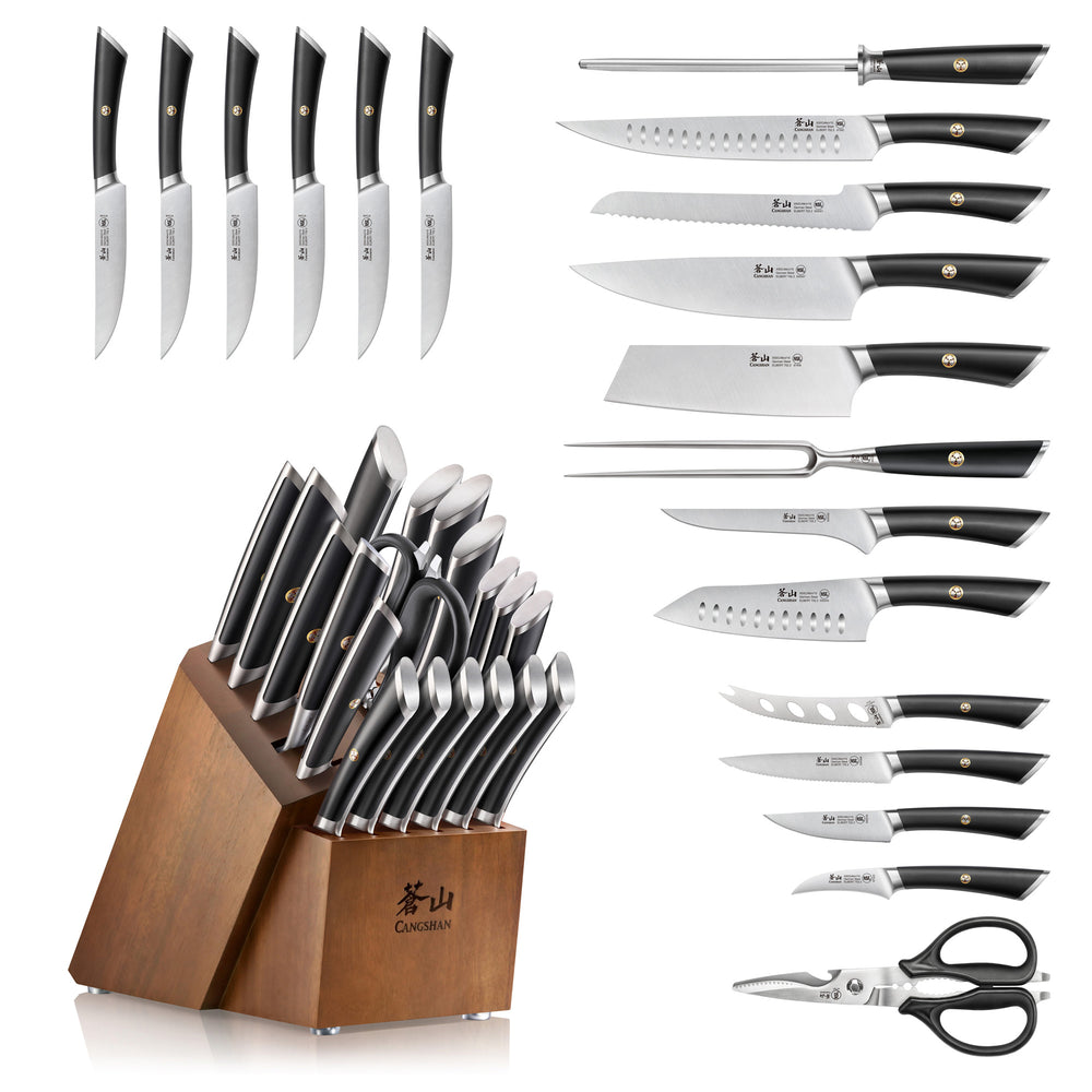 
                  
                    Load image into Gallery viewer, ELBERT Series 20-Piece Knife Block Sets, Forged German Steel, Acacia Block
                  
                