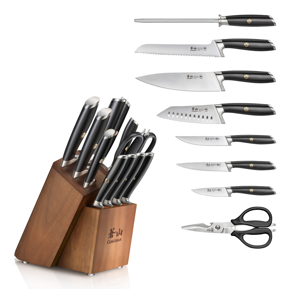 
                  
                    Load image into Gallery viewer, L &amp;amp; L1 Series 12-Piece Knife Block Set with 4 Steak Knives, Forged German Steel
                  
                