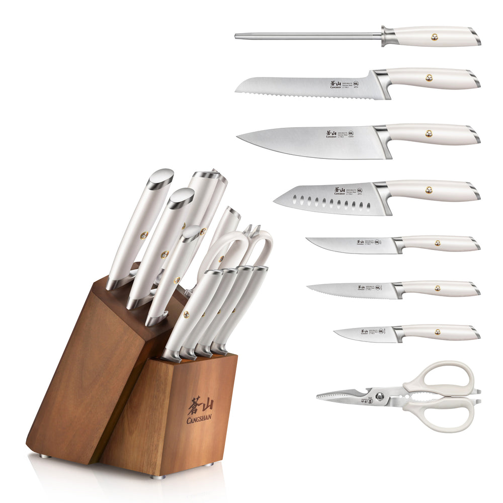 
                  
                    Load image into Gallery viewer, L &amp;amp; L1 Series 12-Piece Knife Block Set with 4 Steak Knives, Forged German Steel
                  
                