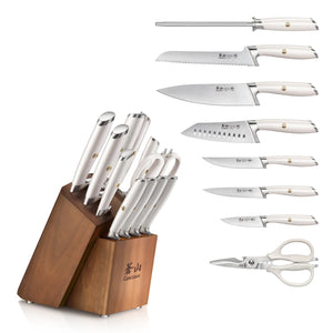 
                  
                    Load image into Gallery viewer, L &amp;amp; L1 Series 12-Piece Knife Block Set with 4 Steak Knives, Forged German Steel
                  
                