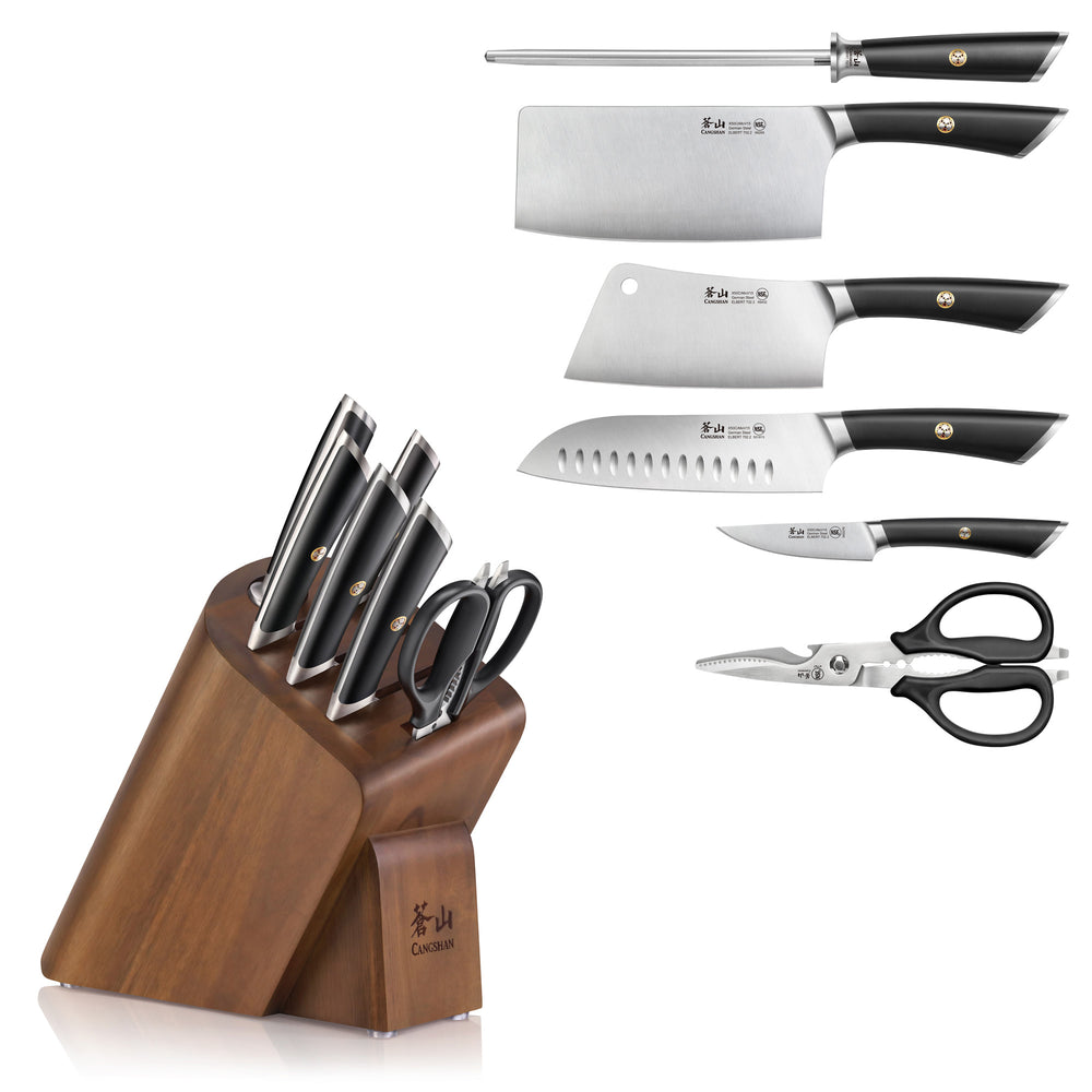 
                  
                    Load image into Gallery viewer, ELBERT Series Cleaver Knife Block Sets, Forged German Steel, Acacia Wood
                  
                