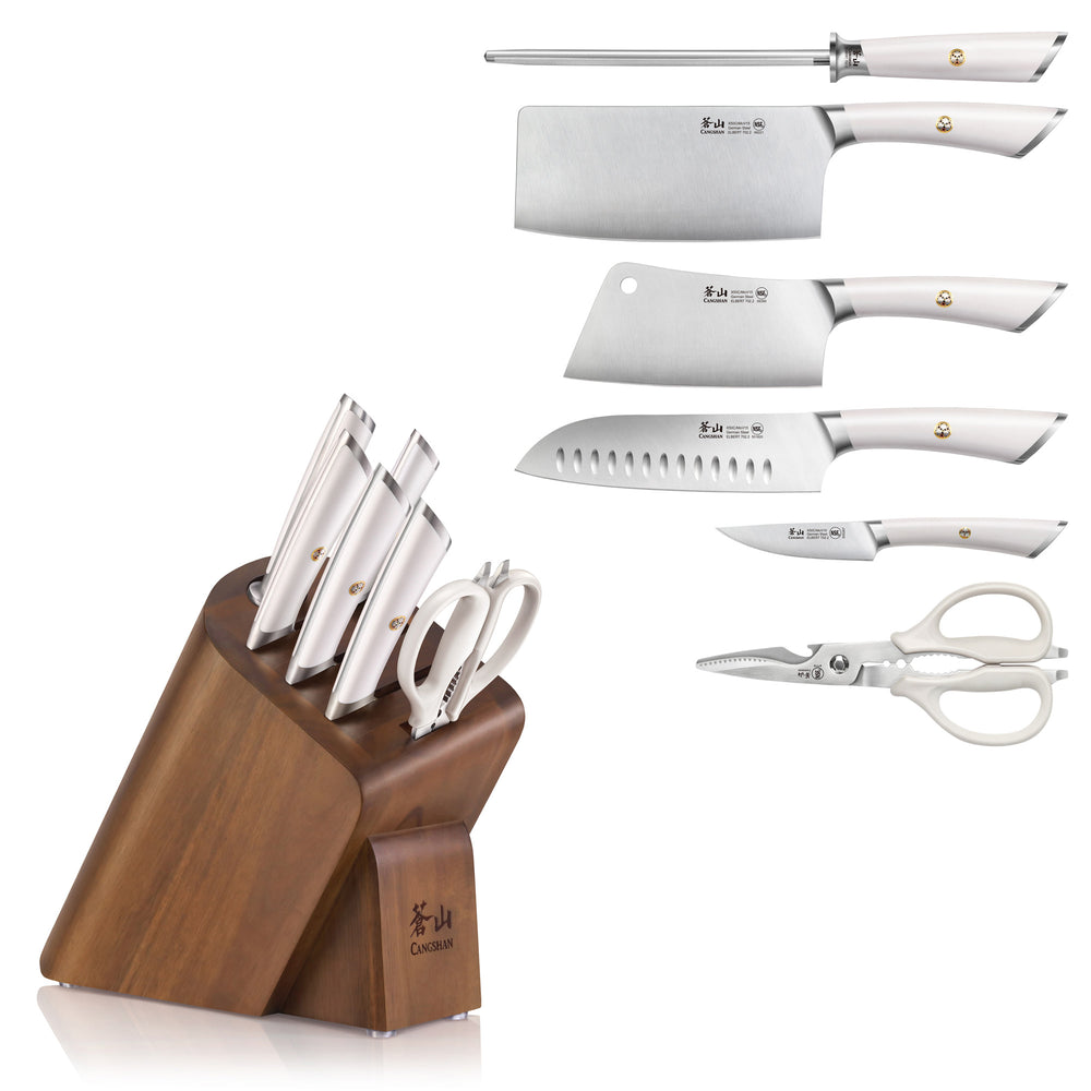 
                  
                    Load image into Gallery viewer, ELBERT Series Cleaver Knife Block Sets, Forged German Steel, Acacia Wood
                  
                