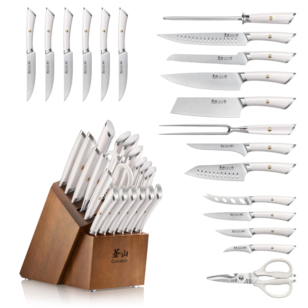 
                  
                    Load image into Gallery viewer, ELBERT Series 20-Piece Knife Block Sets, Forged German Steel, Acacia Block
                  
                