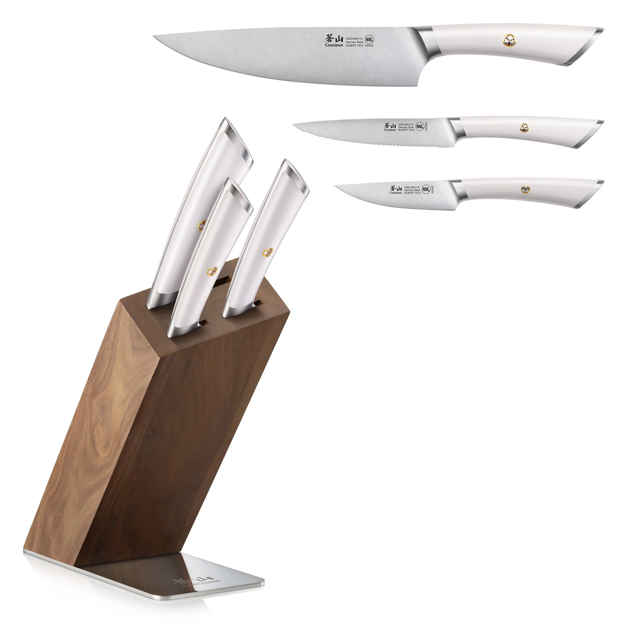 ELBERT Series 4-Piece Knife Block Set, Forged German Steel, HUA Acacia Block