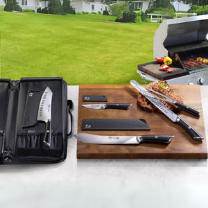 
                  
                    Load image into Gallery viewer, ELBERT Series 6-Piece BBQ Knife Kit with Black Knife Bag, Forged German Steel
                  
                