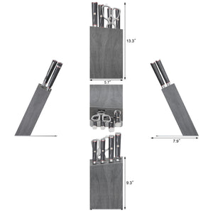 
                  
                    Load image into Gallery viewer, YARI Series 6-Piece Knife Block Set, X-7 Damascus Steel, HUA Ash Wood Block, 501363
                  
                