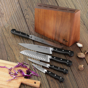 
                  
                    Load image into Gallery viewer, V2 Series 6-Piece Knife Block Set, Forged German Steel, Acacia Block, 59908
                  
                