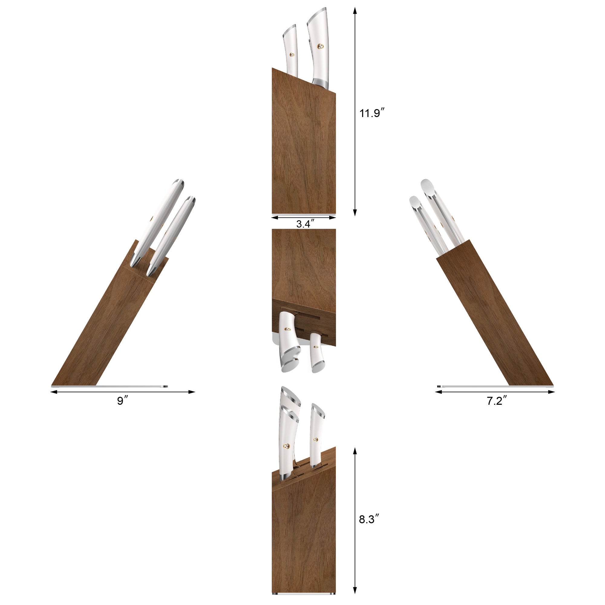 ELBERT Series 4-Piece Knife Block Set, Forged German Steel, HUA Acacia Block