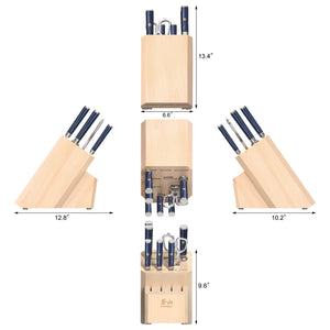 
                  
                    Load image into Gallery viewer, KITA Series 8-Piece Knife Block Set with Empty Slots, High Carbon X-7 Damascus Steel, 16-Slot Maple Block, 503862
                  
                