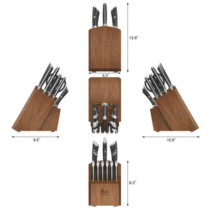 
                  
                    Load image into Gallery viewer, ELBERT Series 17-Piece Knife Block Set, Forged German Steel, Acacia Block
                  
                