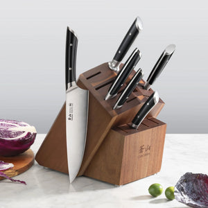 
                  
                    Load image into Gallery viewer, Empty Knife Block, 16-Slot Organizer, Angled Top, Acacia, 505576
                  
                