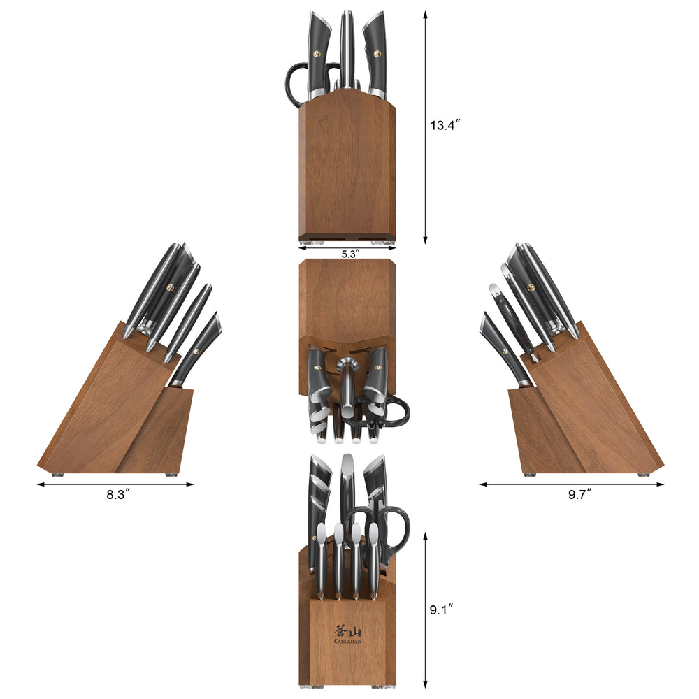 
                  
                    Load image into Gallery viewer, ELBERT Series 12-Piece Knife Block Set, Forged German Steel, Acacia Block
                  
                