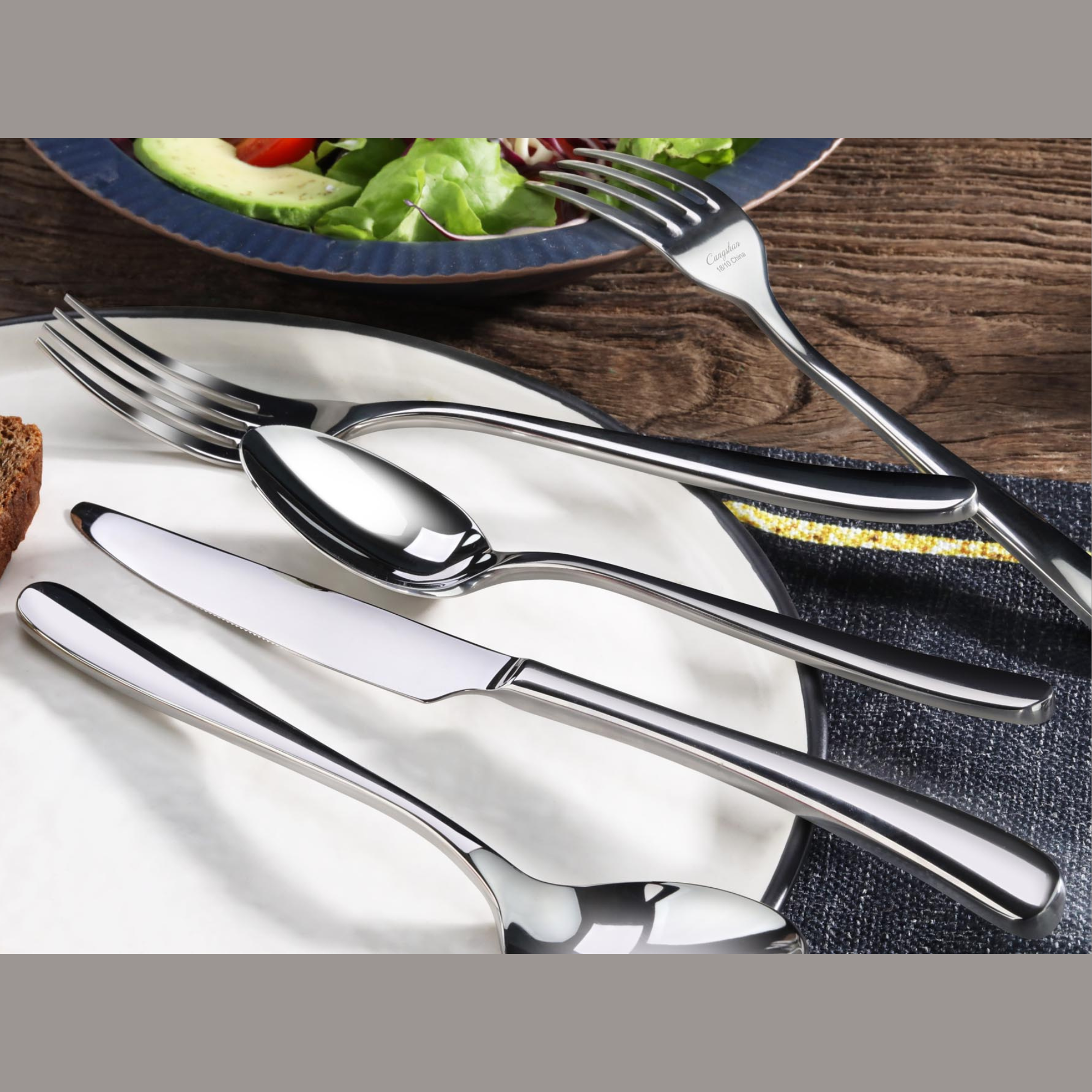 RAIN II Series 103-Piece Forged Flatware Set, Stainless Steel 18/10, 1027037