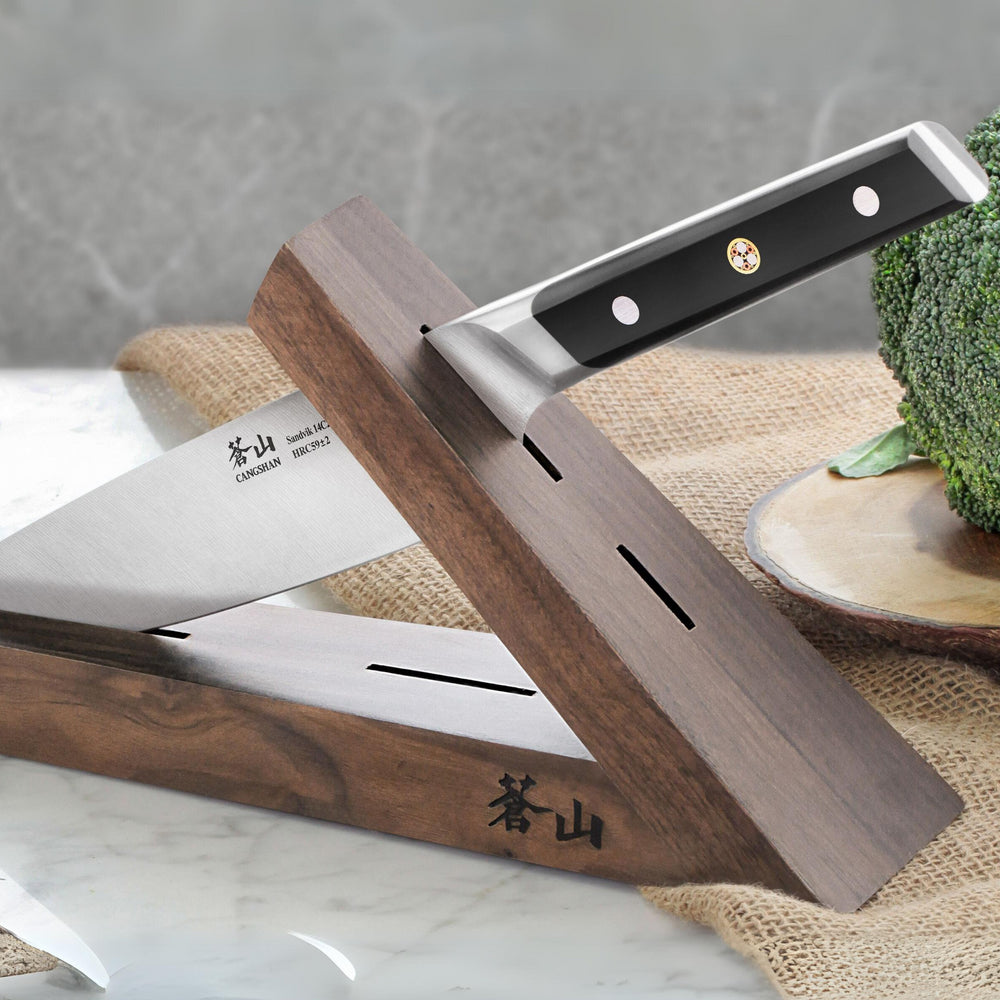 
                  
                    Load image into Gallery viewer, TAI Triangle Walnut Wood Knife Block
                  
                