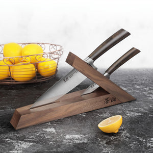 
                  
                    Load image into Gallery viewer, TA Series 3-Piece TAI Knife Block Set, Forged Swedish 14C28N Steel, Walnut Block, 1021356
                  
                