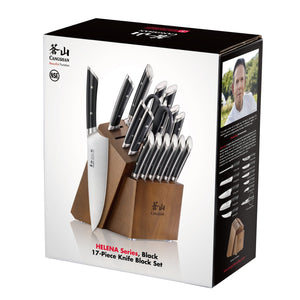 
                  
                    Load image into Gallery viewer, HELENA Series 17-Piece Knife Block Set, Forged German Steel, Acacia Block
                  
                