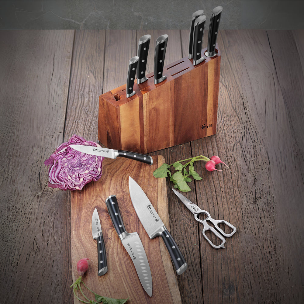 
                  
                    Load image into Gallery viewer, S Series 12-Piece Knife Block Set, Forged German Steel, Acacia Block, 60140
                  
                