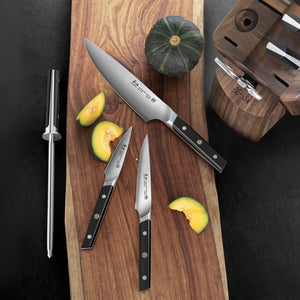 
                  
                    Load image into Gallery viewer, TC Series 8-Piece Knife Block Set, Walnut, Forged Swedish 14C28N Steel, 1021219
                  
                