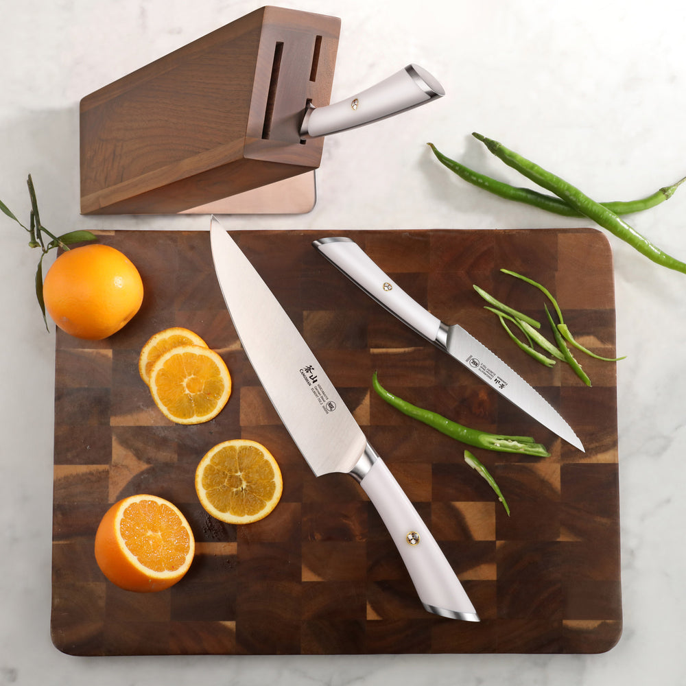 
                  
                    Load image into Gallery viewer, ELBERT Series 4-Piece Knife Block Set, Forged German Steel, HUA Acacia Block
                  
                