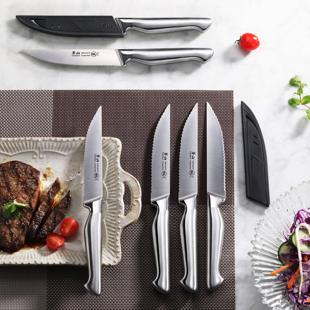 
                  
                    Load image into Gallery viewer, SANFORD Series 6-Piece Steak Knife Set with Sheaths, Forged German Steel, 1027181
                  
                