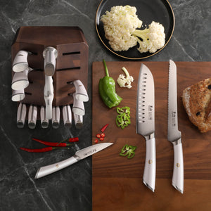 
                  
                    Load image into Gallery viewer, ELBERT Series 17-Piece Knife Block Set, Forged German Steel, Acacia Block
                  
                