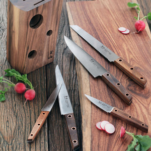 
                  
                    Load image into Gallery viewer, W Series 6-Piece Knife Block Set, German Steel, Walnut Block, 59960
                  
                