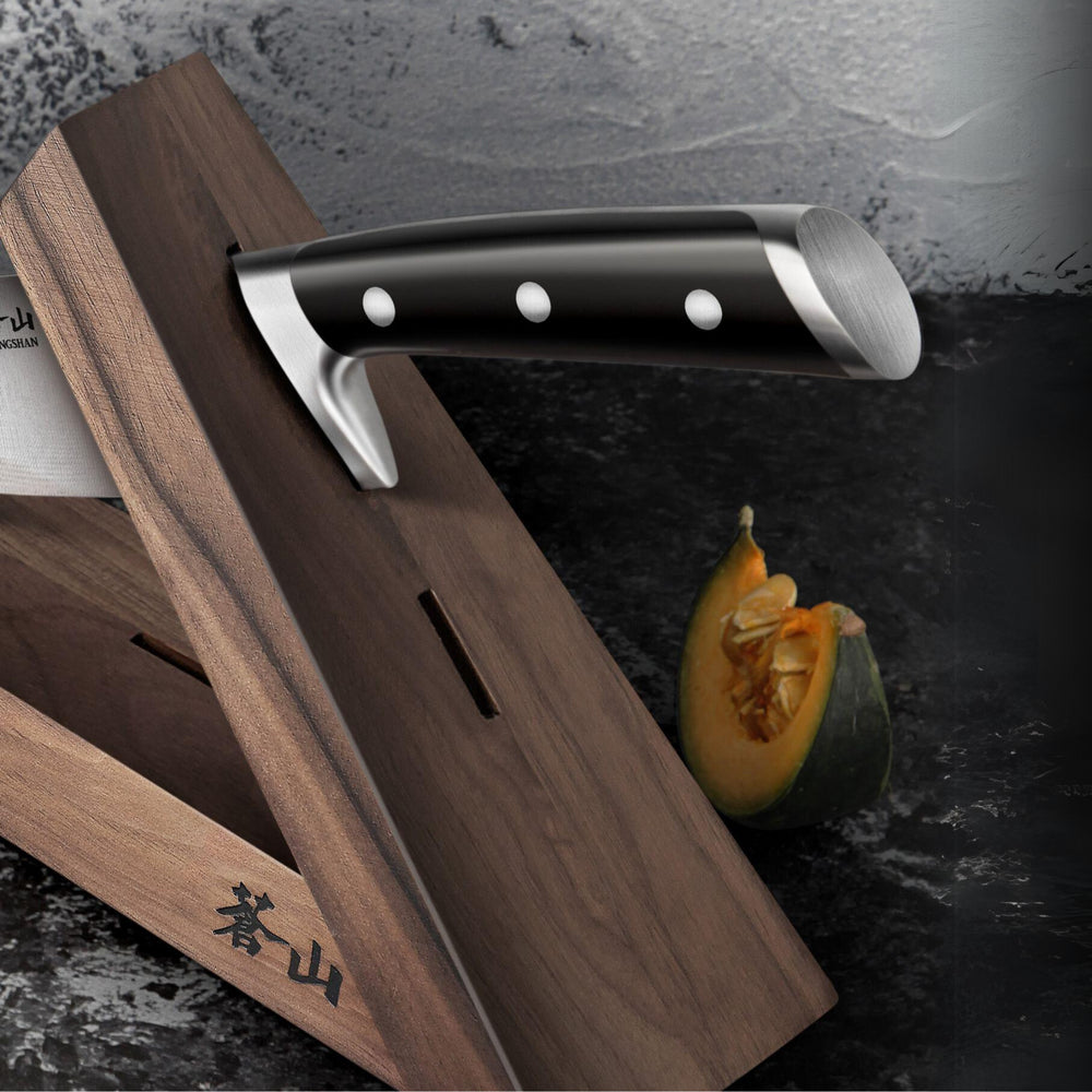 
                  
                    Load image into Gallery viewer, TAI Triangle Walnut Wood Knife Block
                  
                